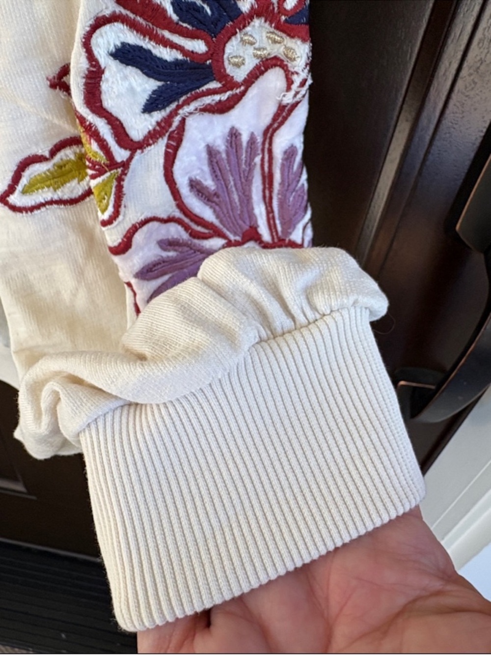 Anthropologie Embroidered Appliqué Sweatshirt Top Oversized XXS - Picture 7 of 11